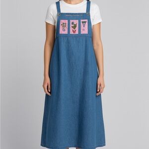 Quacker Factory Blue Maxi Dress with Pink Accents